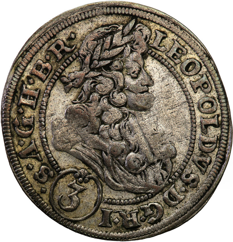 Śląsk. Leopold I (1658-1705). 3 krajcary 1696 CB, Brzeg